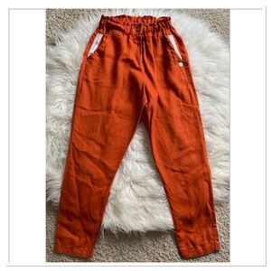 Hugo Flear Linen Pants Zip Fly Button Waist Bold Orange Size 2